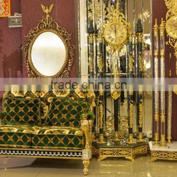 Elegant Green Onyx Tube 24K Gold Copper Clock, Grandfather Antique Art Clock, Vintage Chiming Clock photo-3