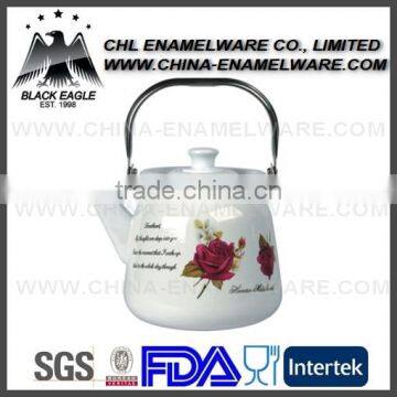 Manufacture flower logo decal enamel kettle