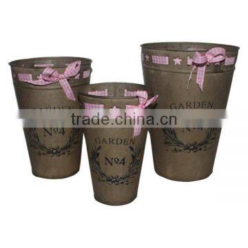 Metal Printed Flower Pot Set of 3 Metal Planter Set of 3 Metal Garden Pot Set of 3