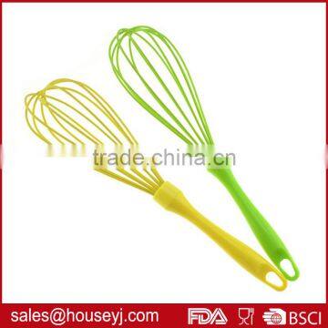 6 wires 12 inch silicone egg whisk manual silicone egg beater with plastic handle