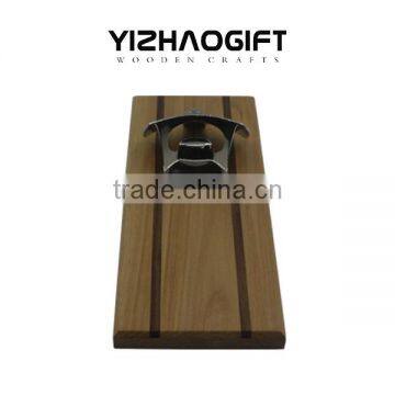 Wood Wall Plaque Beer Bottle Opener With Magnetic Cap Catcher photo-2