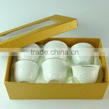 White ceramic tea cup sets, 6 pcs/set,with color box paking in stock