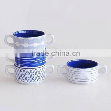 4pcs Stackable Ceramic Bowl With Iron Rack & Decal Printing,cups photo-3
