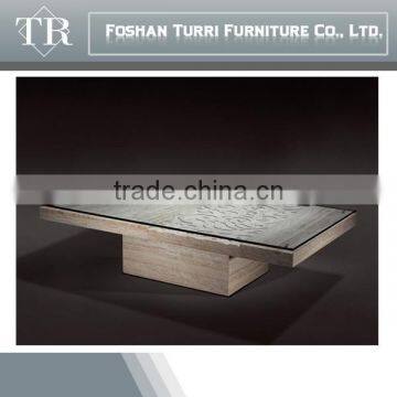 Small Hand Craved Travertine Leisure Top End Table photo-4