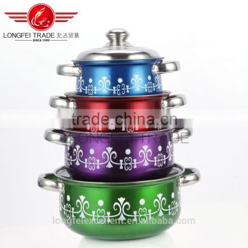 china popular shape high quality colorful stainless steel soup pot set