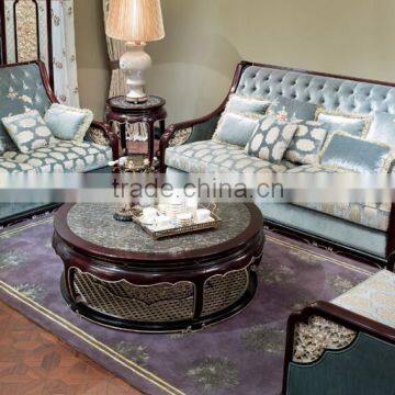 BISINI New Classic Light Blue Carving Sofa Set photo-3