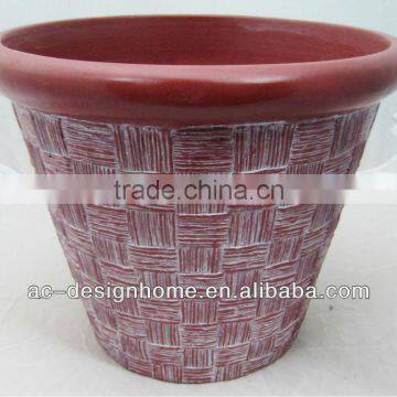 ROUND STACKABLE BRICK WASHED PU FOAM PLANTER