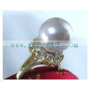 White South Sea Pearl With Gold Ring Diamond Ring photo-2