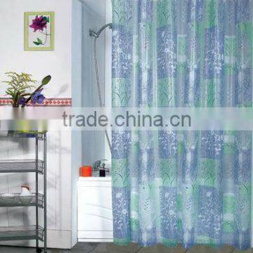 Print PEVA shower curtain and bath accessory