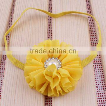 Chiffon Flower Headband With Pearl Center for Kids Hair Accessories photo-2