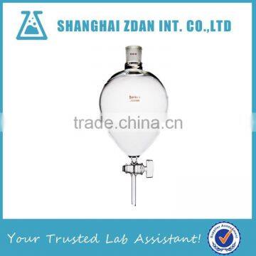 High Borosilicate Glass Globe Shaped Separatory Funnel, Glass Stopcock
