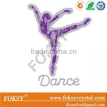 dancer with hotfix lace & crystal rhinestone transfer design