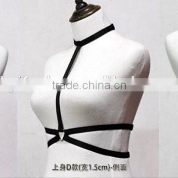 Womens Halter Harness Strappy Body Caged Bra Black