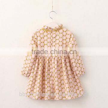 Baby Girls Dress Designs Ruffle Collar Birds Printing Kids Dresses photo-4