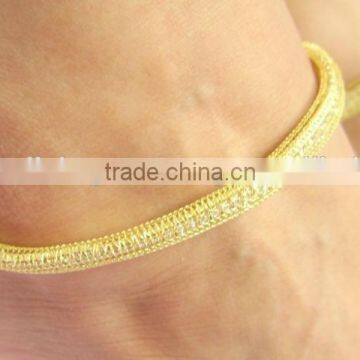 OLD TONE CHAIN Filled With Crystal Delicate PAYAL Anklets Pair photo-2