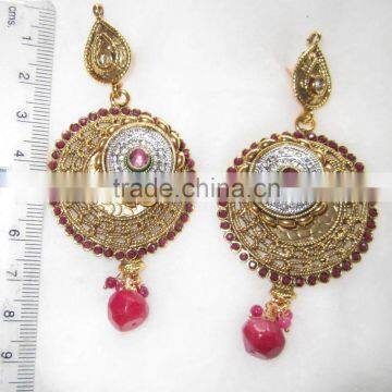 polki gold tone dangler EARRINGS