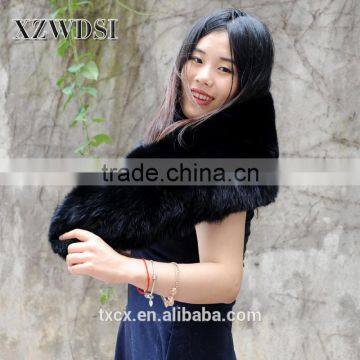 CX-B-06 Fashion OEM Custom Black Keep Warm Women Fur Shawls photo-4