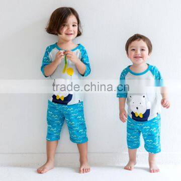 New Arrival 2017 Cotton Fashion Kids Wholesale Children's Clothing Boutique Baby Summer Clothes Family Kids Pajamas photo-2