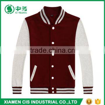 Wholesale Custom Logo Korean Fashion Red and White College Unisex Plain Varsity Jacket photo-3