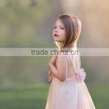 Little Girls Peach Tutu Long Maxi Dress Flower Girls Floor Length Wedding Dress photo-2