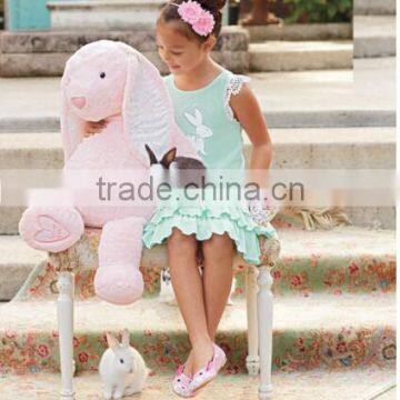 2017 Spring New Arrive Easter Bunny Dress Baby Girls Knitted Cotton Rabbit Appliqued Lace Dress photo-2