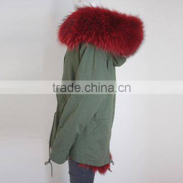 Myfur Newest Factory Price Cotton Army Green Fur Parka Jacket With Real Fox Fur Lining photo-3