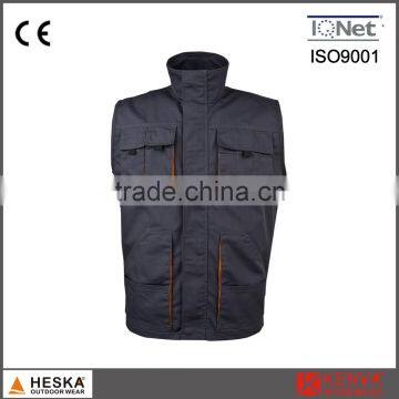 wholesale men workwear vest safety waistcoat with polyester cotton