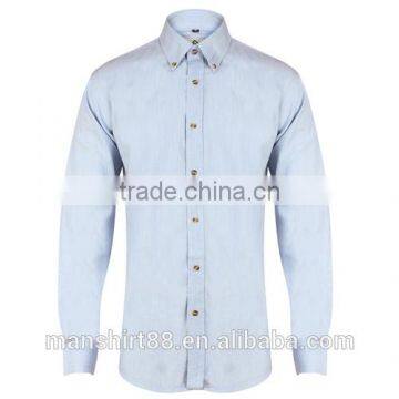 light blue /navy blue button downs slim fit denim men shirt
