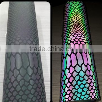 silver reflective raw material for sport shoes, reflective rainbow color PU leather