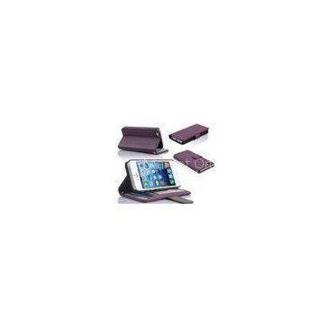 Shock Proof Leather Apple iPhone Case Purple Sheepskin Mobile Phone Wallet Cover