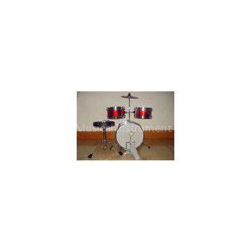3 Piece Junior Red Acoustic Kids Drum Set Middle Size With Cymbal / Throne MU-3KM