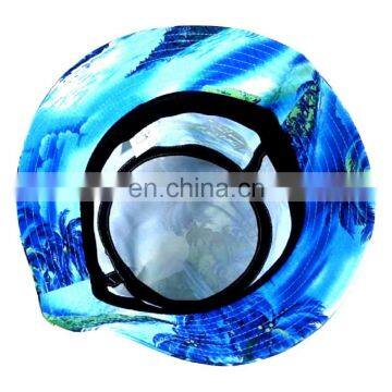 Blue Landscape Hawaiian Print Floral Bucket Hat Flower Boonie Cap Hawaii Beach Cap photo-2