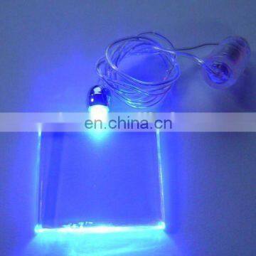 blue square flashing pendant necklace glow in the dark led flashing pendant