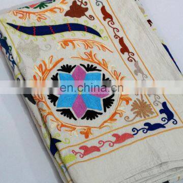 Wholesale Indian Uzbek Suzani Flower Hand Embroidered Bed-cover