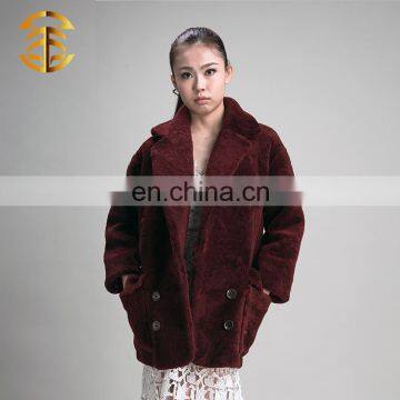 100% Fashionable sheepskin hand make sex women sheep fur coat