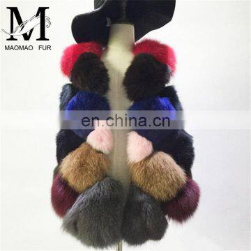 European Style Luxury Fox Fur Waistcoats Real Fur Vests Womens Clothing