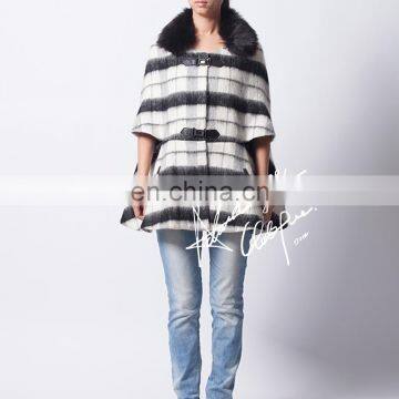 2015 winter brand design womens wool poncho coat ladies plaid cape coat model