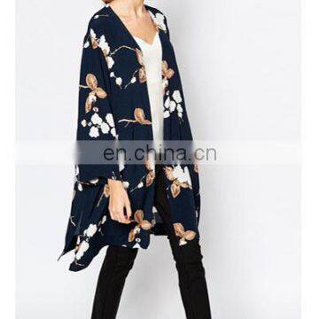 Floating Latest fashion printed woman kimono in long sleeves design