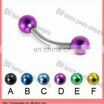 anodized titanium balls steel bar cheap fake 14g eyebrow rings piercing