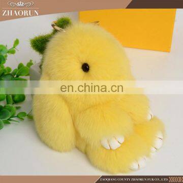 Colored Rabbit Shape Chain Custom Keychain Soft Rabbit Fur Ball Key Chain photo-2