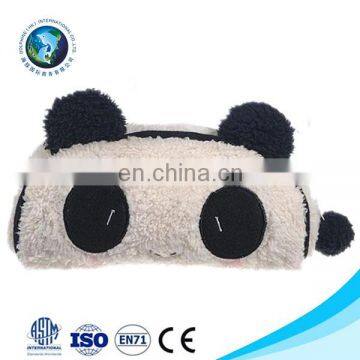 Top selling Low MOQ pencil bag with zip custom fashion cute plush panda wholesale pencil case