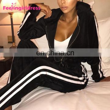 Bulk Wholesale Black Jogging Pants Sport Wear Blank Velour Tracksuit Women