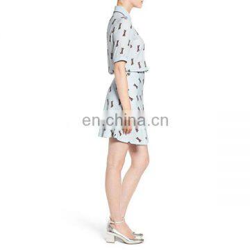 Hot Sell Women Wear Short Sleeve Printed Design Shirtdress Fashion Dresses for Women photo-3