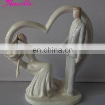 A07380 New Arrival Stock Market Bride Groom Porcelain Wedding Cake Topper photo-3
