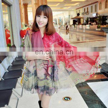 2015spring new style high quality silk crepe suzette stole(SP2261-5)