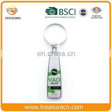 Bottle shape promotion metal key chain with custom epoxy logo