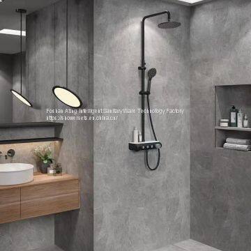 AT-P005B-2 bathroom shower systems with platform Foshan supplier black colour luxury rain shower 3 functions