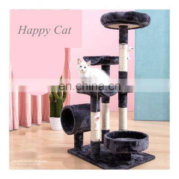 Beautiful colorful 3 in 1 multiple functional cat climbing tree cat tower with sisal cat scratching post