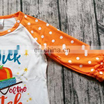 Halloween Pumpkin Shirts Baby Girl Ruffle Sleeve Tops Spring Autumn Tees photo-4