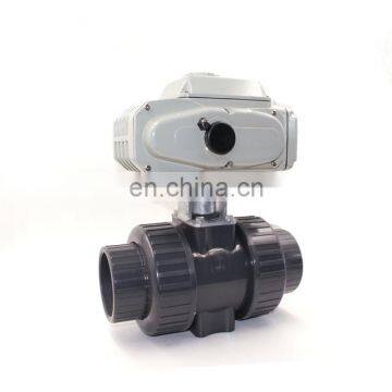 DN50 2 inch 2 Way Full Port 12V DC Electric Actuated PVC Plastic True Union Motorized Ball Valve